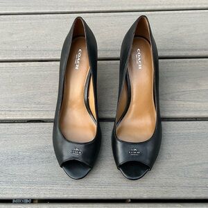 COACH Delilah Black Peep Toe Heels women’s size 10
